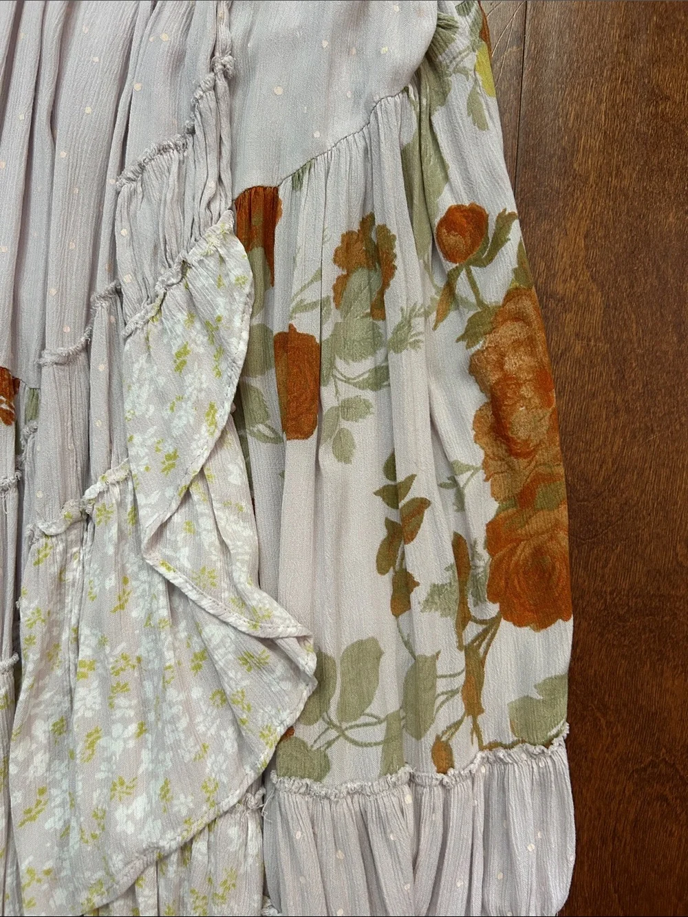 Free People Bare It All Maxi Bohemian Dress in Pale Lavender and Orange, Size S - Picture 9 of 12